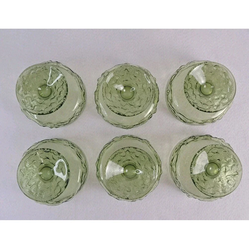 Anchor Hocking Lido Milano Avocado Green Dessert Sherbet Glass Cup Bowl Set of 6